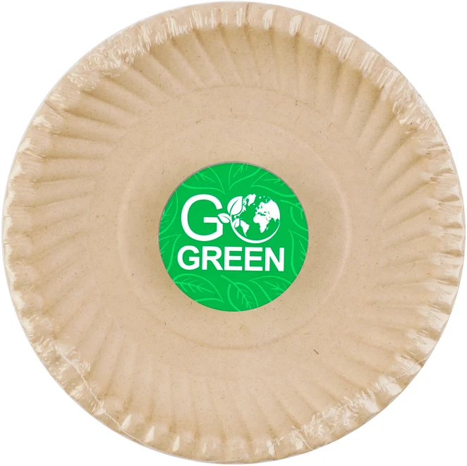 Gogreen Kompostējamie cukurniedru šķīvji ar rakstu Go Žalias Ø15cm 10 gab./ 0 08kg