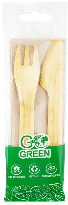 Tefal Gogreen Compostable cutlery set (fork, peilis, napkin) Go Žalias / 0,02kg