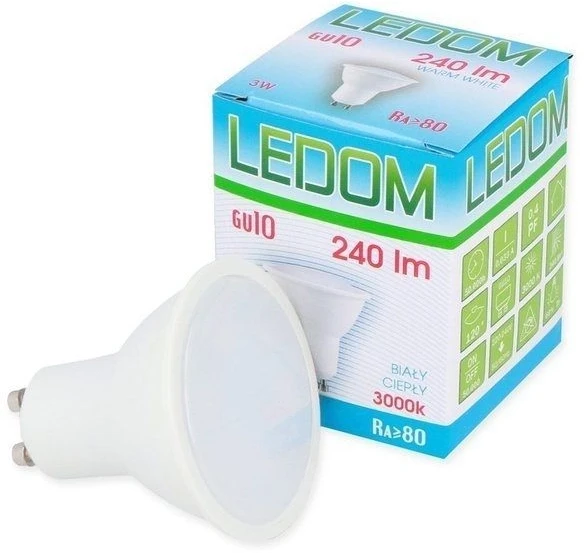 Ledom Lemputė LED GU10 230V 3W 240lm šiltai balta