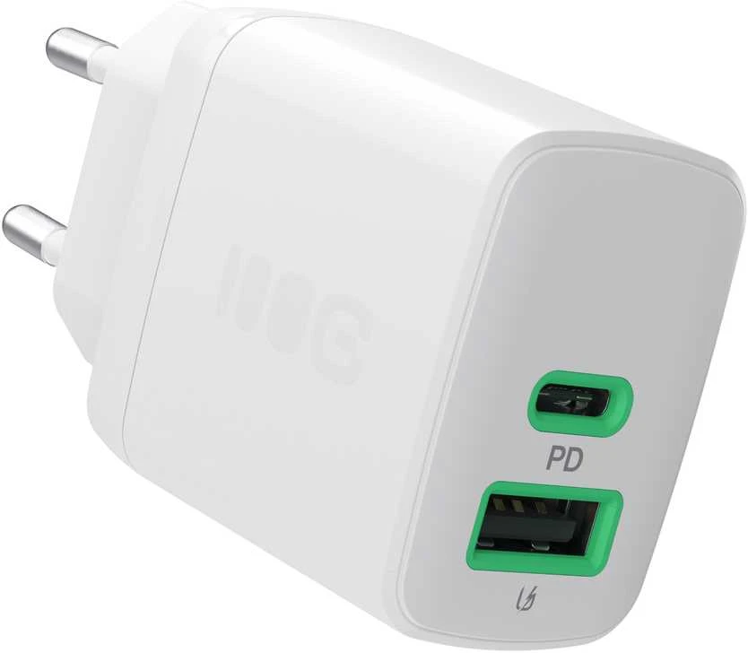 Green Cell Žalias Cell Greencell PowerSource Duo30 įkroviklis USB/USB-C baltas maitinimo adapteris 30W maitinimo tiekimas