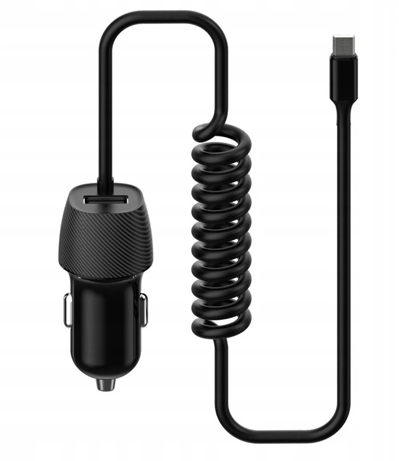 Įkroviklis automobilinis Platinet (PLCRSM) su MicroUSB laidu (1xUSB 3.4A) juodas