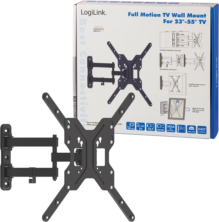 Logilink BP0016 televizorius Sieninis laikiklis, 23"-55", pakreipimas +15°-15°,pasukamas +-90°, 395mm | Logilink