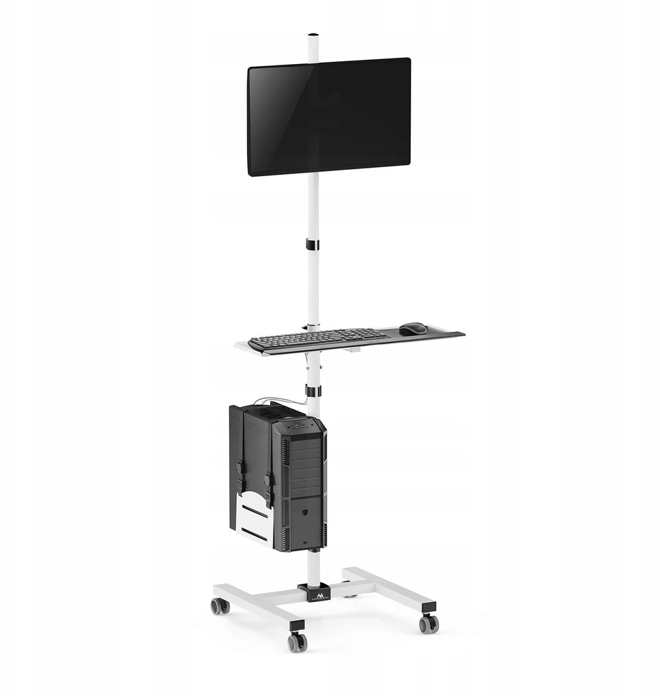 Maclean profesionalus nešiojamojo kompiuterio stovas, mobilioji kompiuterio darbo vieta ant ratų, maks. 17"-32", maks. 20 kg, MC-793