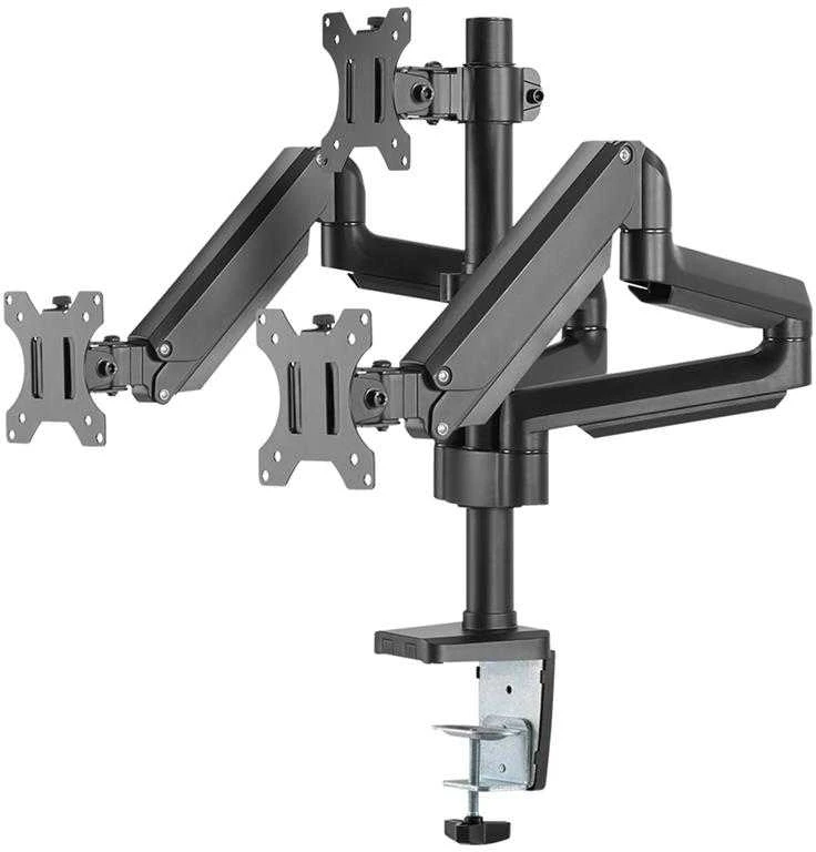Monitoriaus laikiklis su dujine spyruokle DELTACO OFFICE aliuminis, pakeliamas, pasukamas, apsukamas, 17 "-27", 1,5-7kg, 75x75-100x100, juodas / ARM-0352