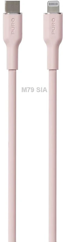 Kabelis Puro Soft USB-C/Lightning 1,5m, rožinis