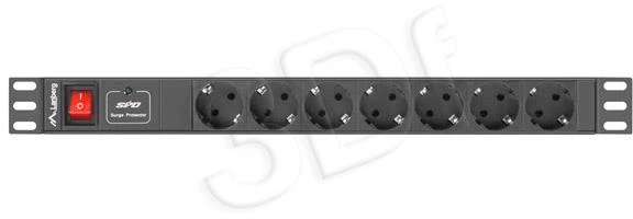 LANBERG PDU-07F-0200-BK PDU 1U 16A 7 sockets schuco 2m Juodas