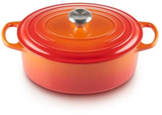 Le Creuset skrudintuvas Signature ovalus 27 cm orkaitėje raudonas