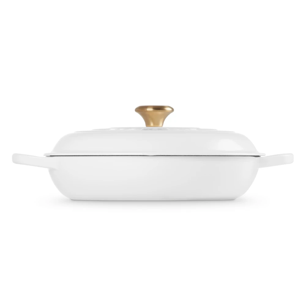 Ketaus puodas Le Creuset Gourmet su dangčiu, negilus, 3,5 l, 30 cm, baltas