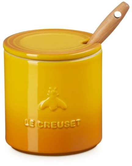 Excellent Housware Le Creuset medaus indelis su šaukšteliu, 420 ml, geltonas, keramikos dirbiniai