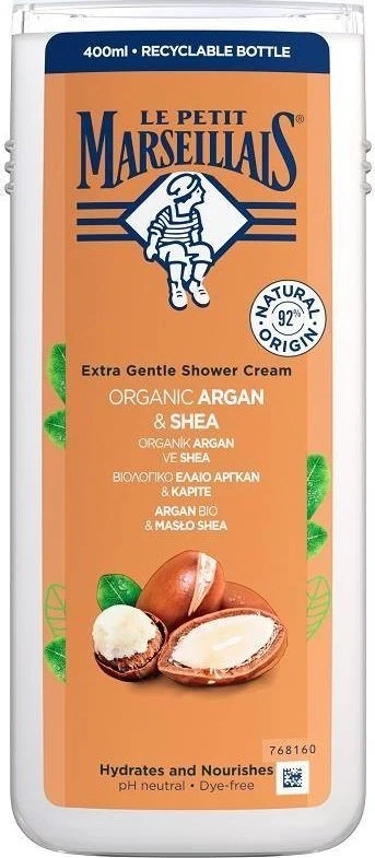 CREAM LE PETIT MARSEILLAIS_ Extra Gentle Shower Švelnus kremas po dušu Argan &amp; Shea 400 ml