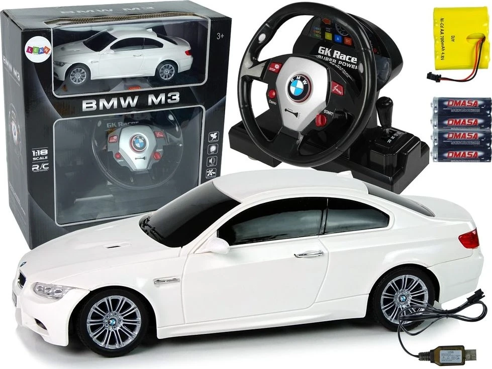 Lean Cars NUOTOLINIU BŪDU VALDOMAS BMW M3 SU VAIRU, GARSU IR ŠVIESOMIS – 2.4G, 1:18