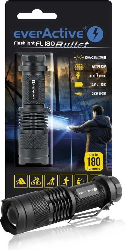 LED žibintuvėlis everActive FL-180 Bullet 3W