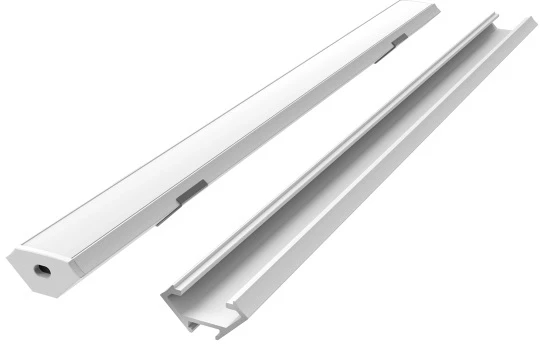 Led Line Prime LED profilio komplektas, 2m, kampinis, baltas, su baltu dangteliu, laikikliais ir aklėmis