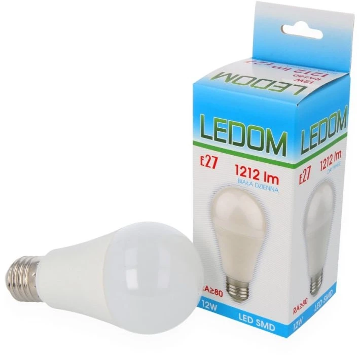 Lemputė LED E27 230V 12W A60 1212lm neutrali balta, LEDOM