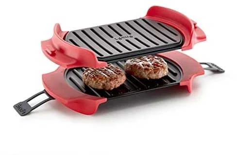 Lekue Microwave Grilis, Sandwich Maker, Panini Press, 10 in X 5.7 in, Raudona