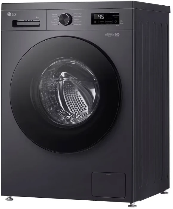 LG | Skalbimo mašina | F4X1009NMB | Energy efficiency class A | Front loading | Skalbimo talpa 9kg | 1400 RPM | Gylis 55 cm | Plotis 60 cm | Ekranas | LED | Steam function | Direct drive | Wi-Fi | Graphite Juodas