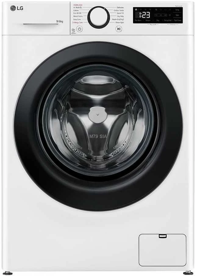 LG | Skalbimo mašina su džiovykle | F4DR509SBW | Energijos vartojimo efektyvumo klasė A | Pakrovimas iš priekio | Skalbimo talpa 9kg | 1400 RPM | Gylis 55 cm | Plotis 60 cm | Ekranas | Sukamoji rankenėlė + LED | Džiovinimo sistema | Džiovinimo talpa 6kg | Garų funkcija | Tiesioginis varymas | Baltas