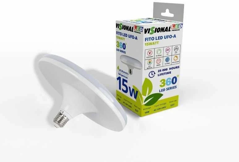 Visional 15W UFO Filament Fito LED Audzēšanas Spuldze A60 E27 Pilnīgs Spektrs 28.39 µmol/s Augu Augšanas Gaisma