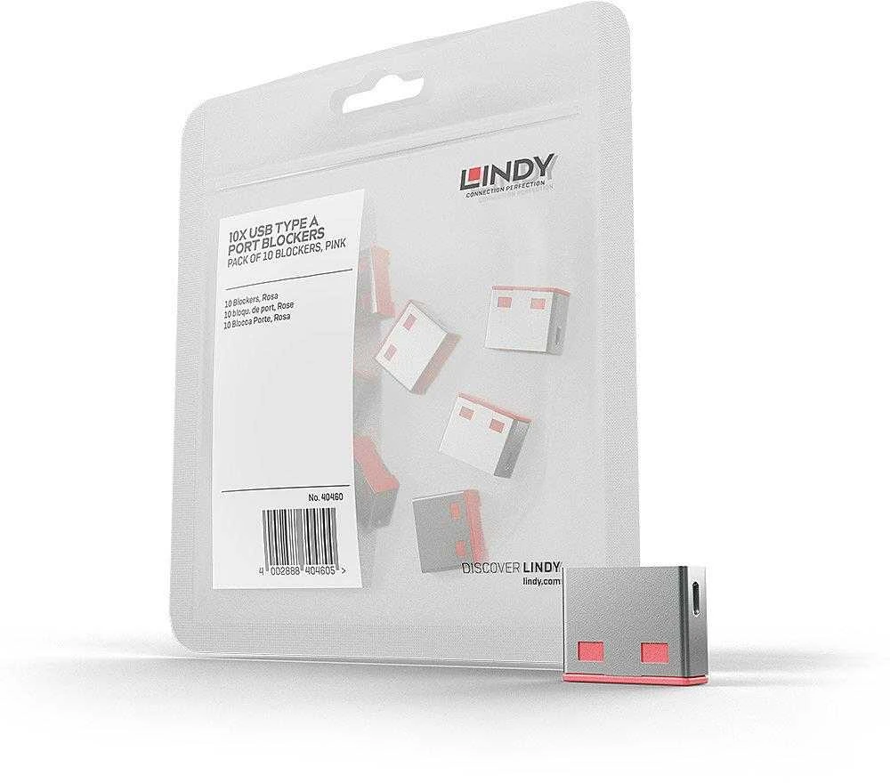 Lindy USB A Tipo Blokatorius - 10vnt USB A Tipo Apsaugos ABS Rožinės