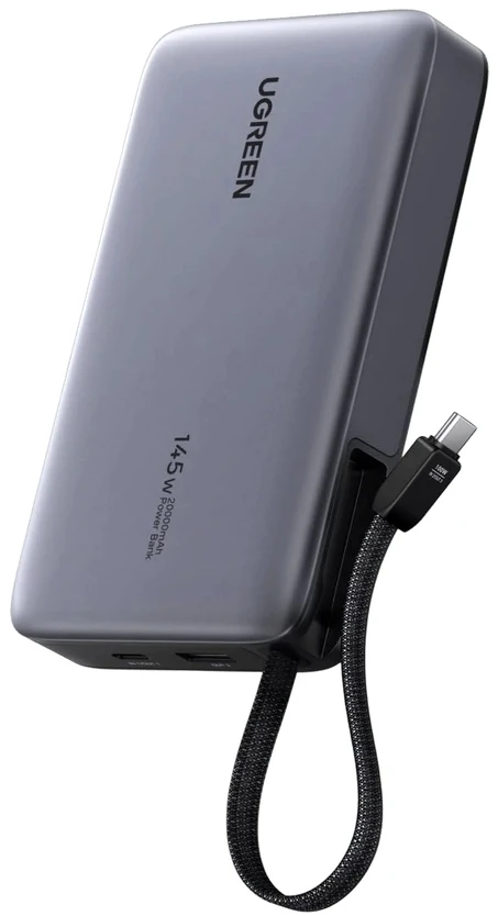 UGREEN nešiojama baterija (Power Bank) 20000mAh, 145W, su integruotu kabeliu, greitasis įkrovimas