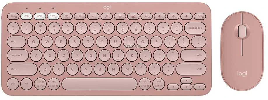 Klaviatūra ir pelė Logitech Pebble 2 Combo for Mac, rožinės spalvos