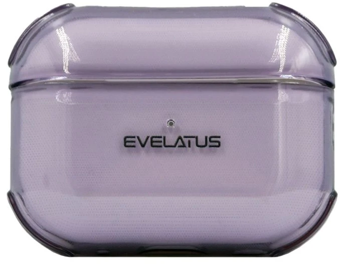 Evelatus Dėklas na ausinės Apple AirPods Pro 2 TPU apsauginis dėklas permatomas Violetinė