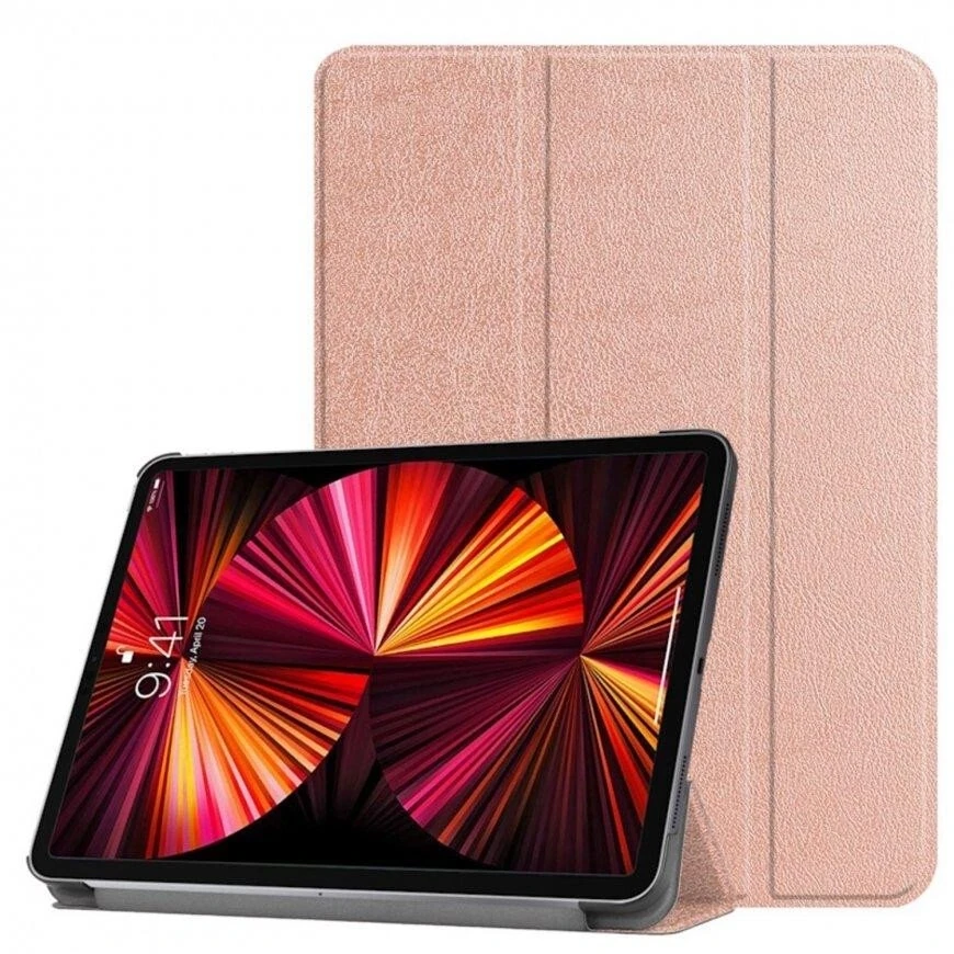Dėklas planšetiniam kompiuteriui iLike Dėklas knyga iPad Pro 13 (2024) 7th Gen Tri-Fold Eco-Leather* Stand Case Rose Gold