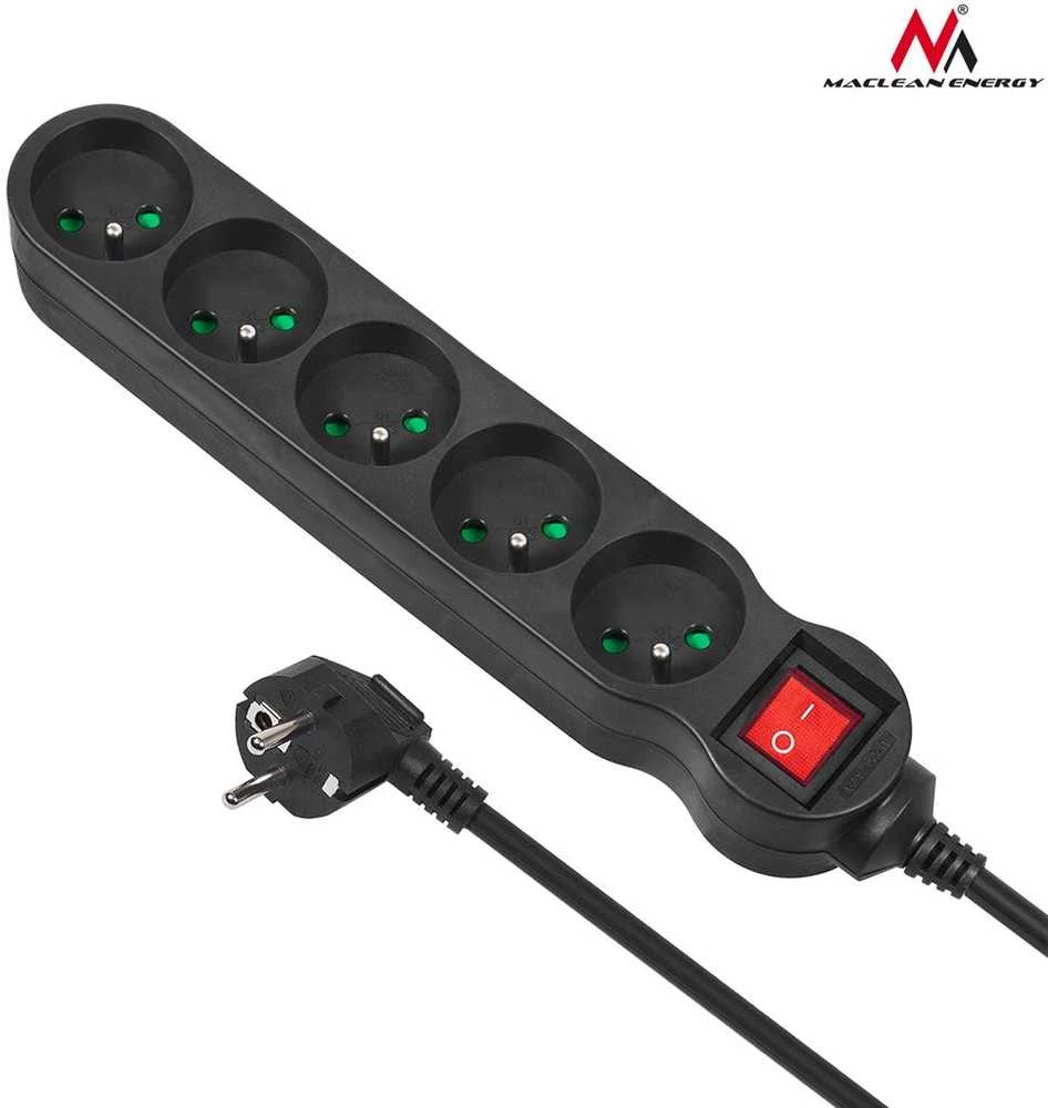 MACLEAN MCE185 Maclean MCE185 Power Strip 5 lizdas su jungikliu 5 m