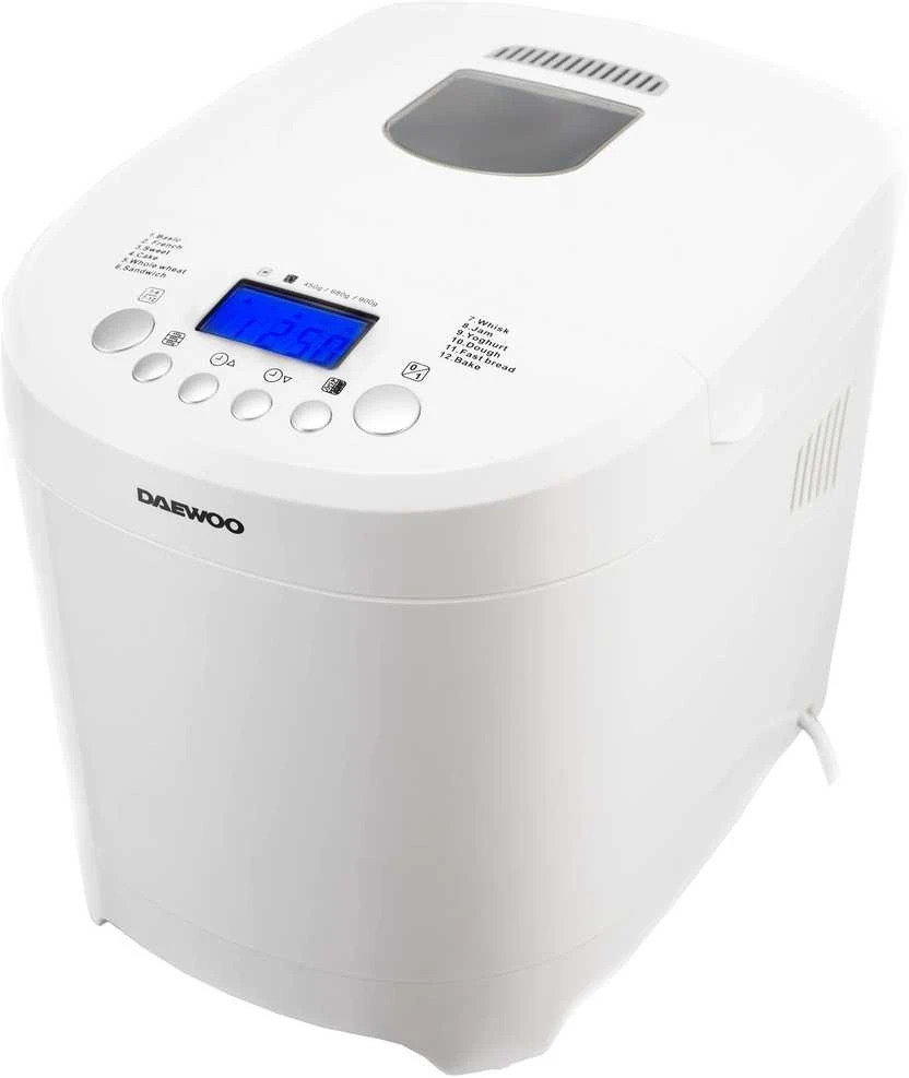 Duonkepė Duonos kepimo aparatas Daewoo DBM 600W, 600W, 900 g, 2 apskrudinimo lygiai, 12 programų, laikmatis,