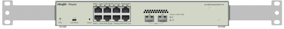 Šakotuvas 10 prievadų komutatorius Ruijie RG-NBS3100-8GT2SFP-P-V2 (Valdomas, Layer 2, 8 x PoE+)