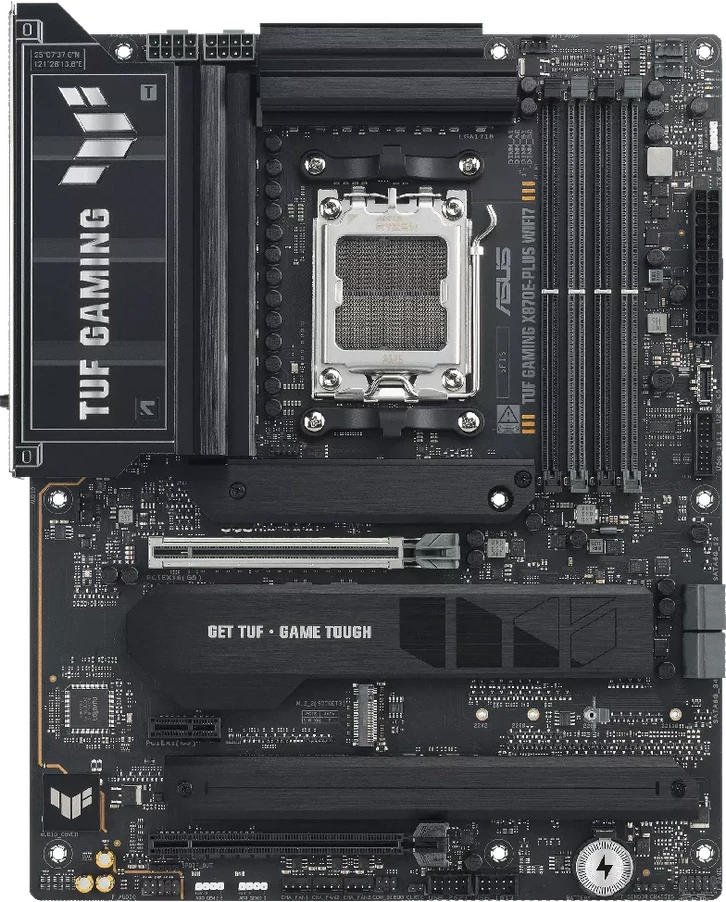 ASUS TUF GAMING X870E-PLUS WIFI7 AMD AM5 ATX pagrindinė plokštė 4xDDR5 PCIe 5.0 x16 4xM.2 1xHDMI 2xSATA