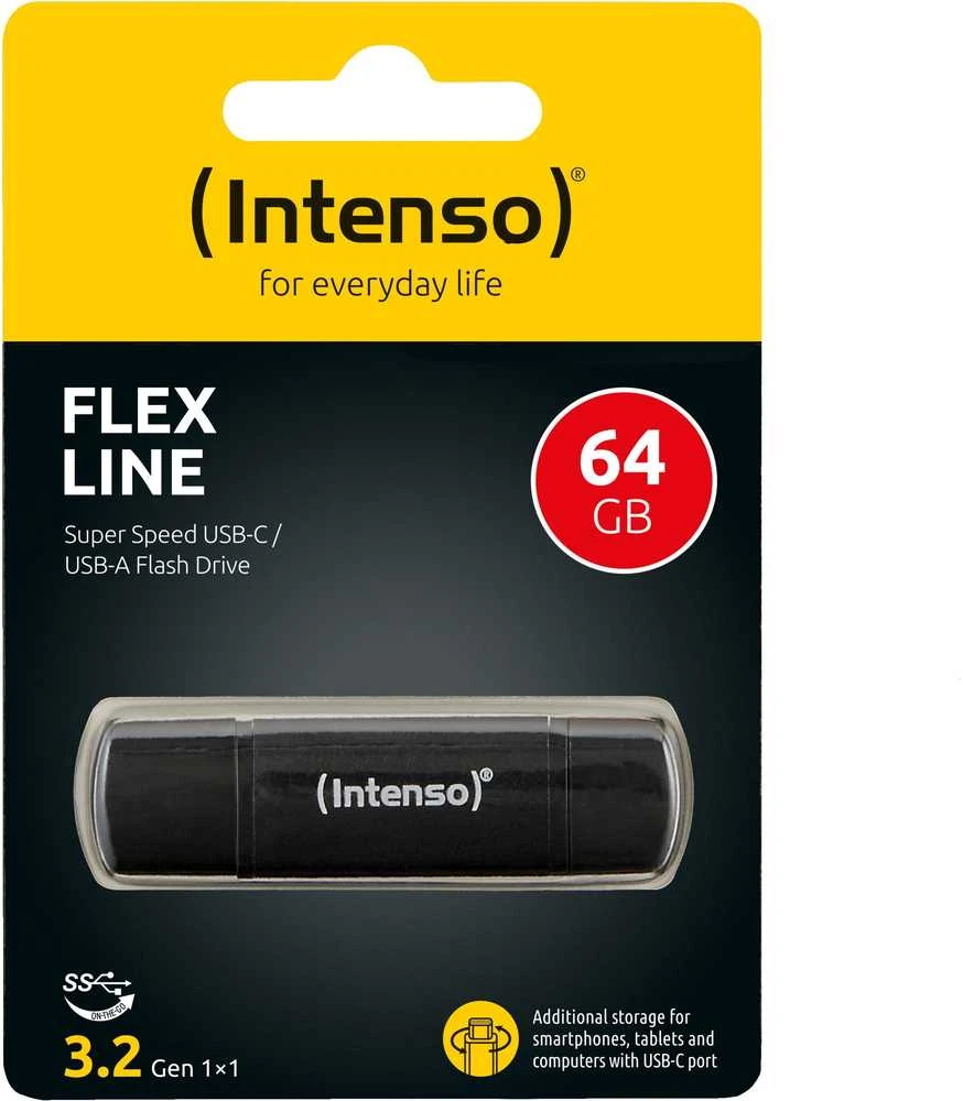 Intenso Flex Line 64 GB, USB-Stick - juodas, USB-C und USB-A