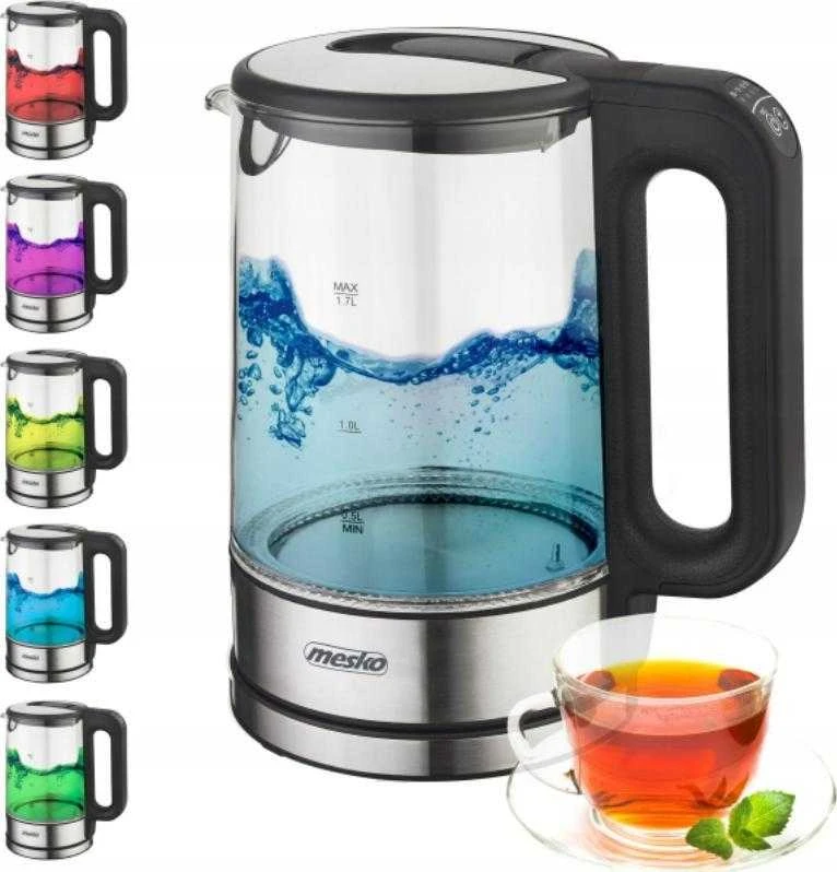 Mesko | Virdulys | MS 1301b | Electric | 1850 W | 1.7 L | Glass | 360° rotational base | Juodas