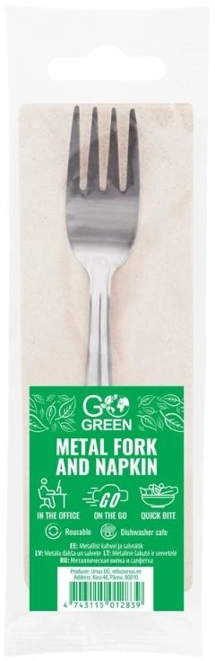 Dewalt Gogreen Metal fork and napkin set Go Žalias