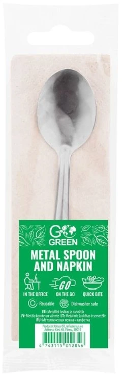 Dewalt Gogreen Metal spoon and napkin set Go Žalias
