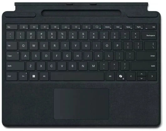 Microsoft „Surface Pro“ klaviatūra su rašiklio laikikliu verslui, jutiklinė planšetė, Microsoft, „Surface Pro 10“ verslui, „Surface Pro 9“ verslui, „Surface Pro 8“ verslui, „Surface Pro X“..., juoda, „Alcantara“, prijungimo vieta