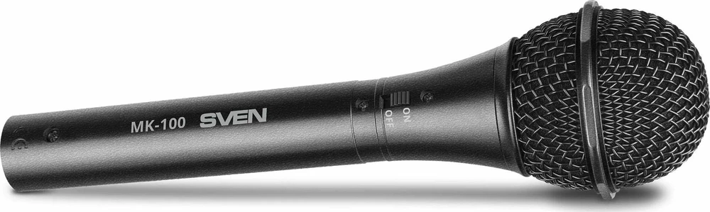 Mikrofonas SVEN MK-100 (laidinis, dinaminis, metalinis, laidas 4,0 m, 6,3/3,5 mm lizdas, kardioidinis, juodas)