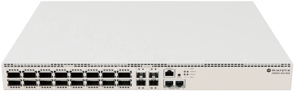 Maršrutizatorius Komutatorius Mikrotik CRS520-4XS-16XQ-RM 22p valdomas daugiagigabitinis/25G/100G