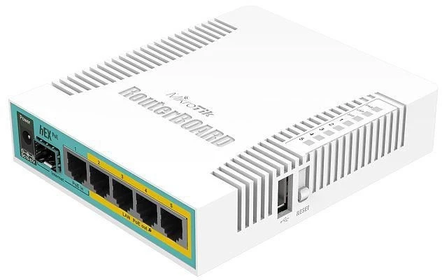 Mikrotik Wired Ethernet Maršrutizatorius RB960PGS, hEX PoE, CPU 800MHz, 128MB RAM, 16MB, 1xSFP, 5xGigabit LAN, 1xUSB, Power Output On jungtys 2-5, Ourput: 1A max per port; 2A max total, RouterOS L4 | MikroTik | hEX PoE Maršrutizatorius | RB960PGS | No Wi-Fi | 10/100/1000 Mbit/s | Mesh Support No | MU-MiMO No | No mobile broadband | 1xUSB | 12 mėn.