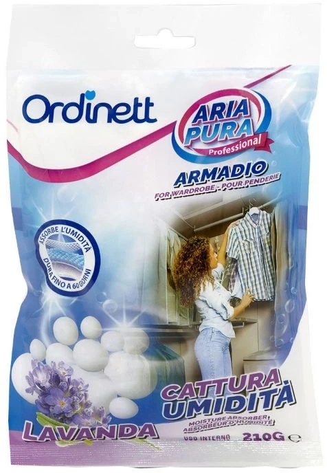 Sausintuvas ORDINETT Drėgmės sugėriklis spintai, kristalinis, 210 g, levanda