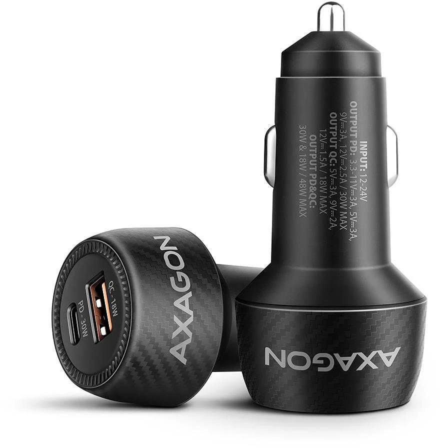AXAGON automobilinis įkroviklis 48W, USB-A + USB-C, PD3.0/PPS/QC4+/SFC | PWC-PQ48