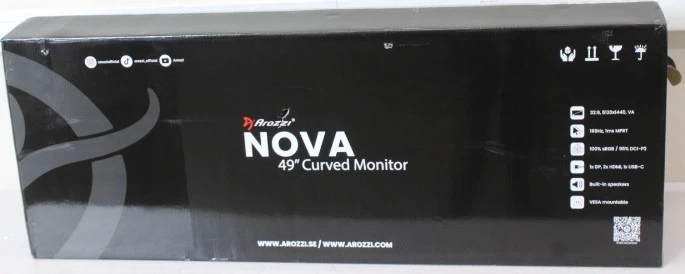 Monitorius Išparduodama. Arozzi Nova 49 in VA UWQHD 5120 x 1440 at 165 Hz 350 cd/mÂ² 2xHDMI DisplayPort Height swivel tilt Speaker(s) DA