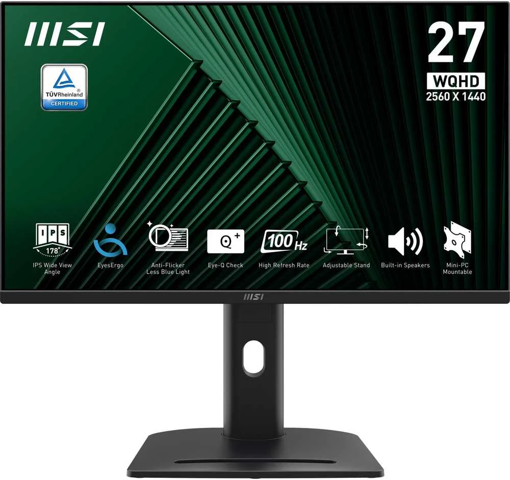Monitorius MSI PRO MP275QPG / 27″ / WQHD / IPS / 100Hz / 1ms (MPRT) / juodos spalvos – reguliuojamas stovas