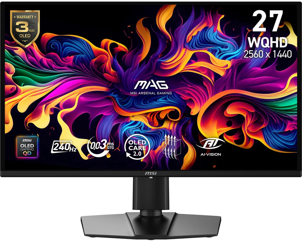 Monitorius MSI MAG 274QP QD-OLED X24 27″ / WQHD / 240Hz / 0,03 ms (GTG) (juodas) – adjustable height