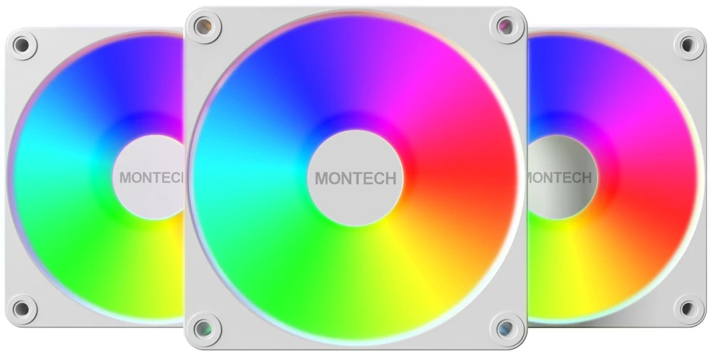 Ventiliatorius Montech GF120R V2 PWM ARGB, 3 vnt. rinkinys, baltas