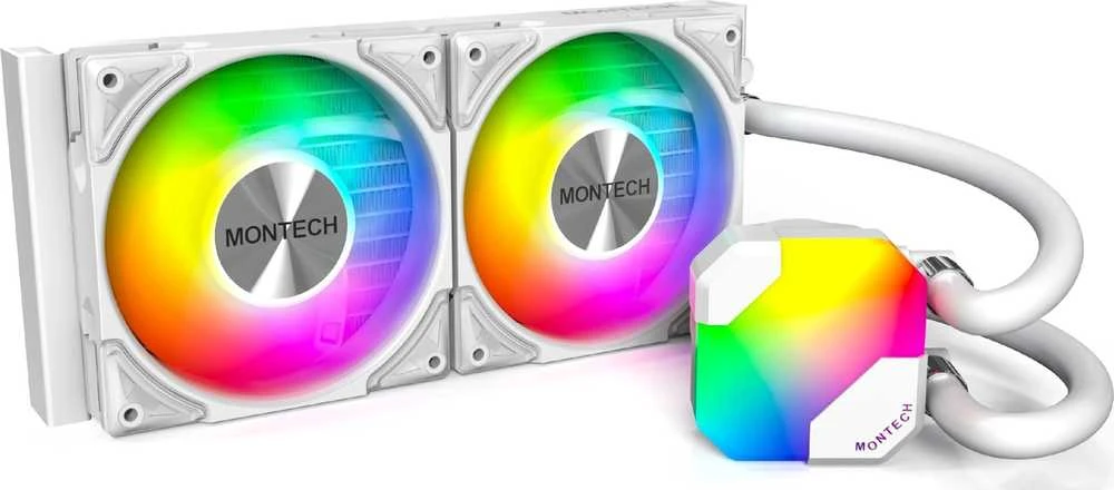 „Montech Hyper Flow ARGB AIO“ vandens aušinimas, baltos spalvos - 240 mm
