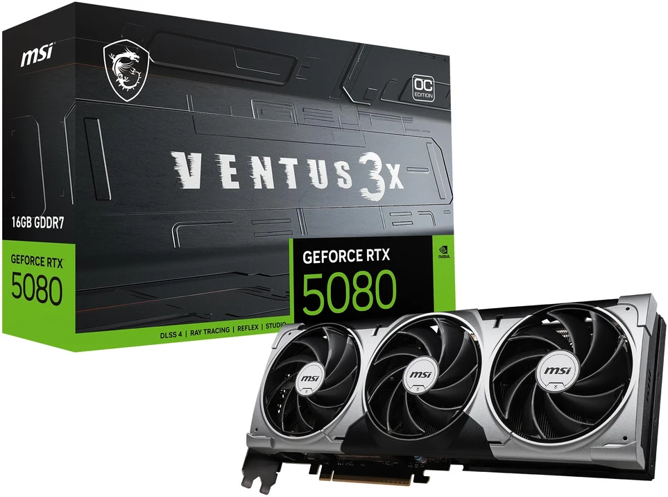 Vaizdo plokštė MSI GeForce RTX 5080 16G VENTUS 3X OC Juodas