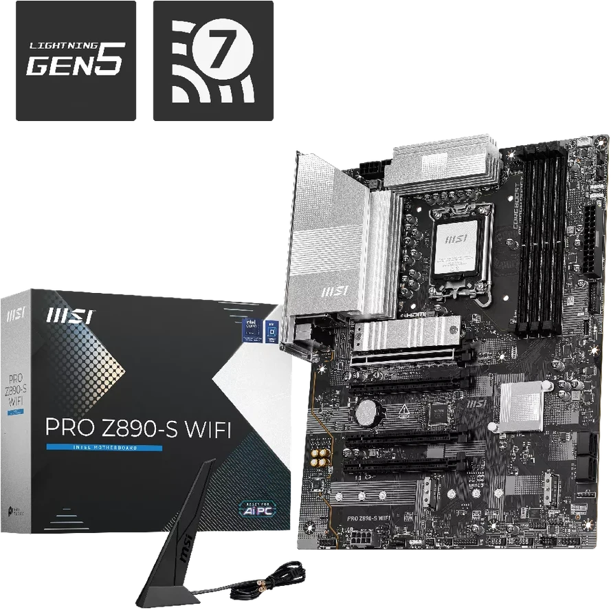 Pagrindinė plokštė MSI PRO Z890-S WIFI LGA1851 MB 4xDDR5 4xM.2