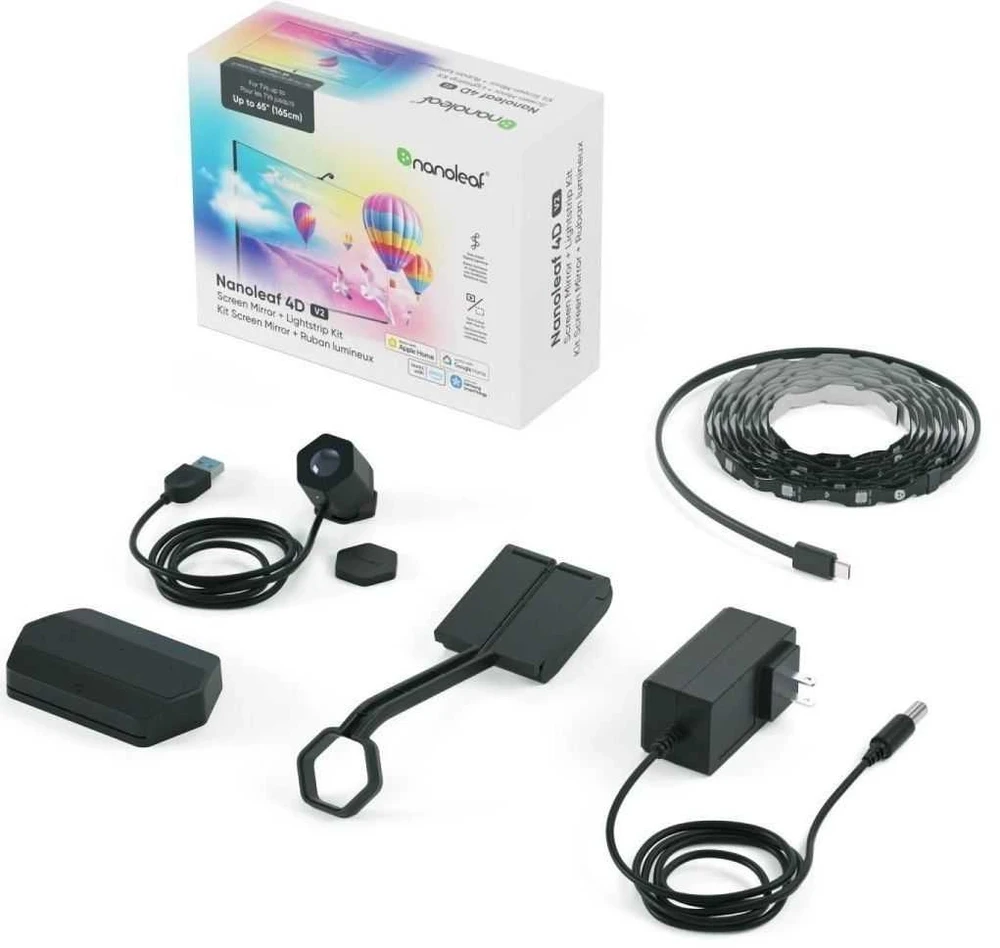 „Nanoleaf 4D V2“ televizoriaus ekrano veidrodis + šviesos juostelių rinkinys (televizoriams ir monitoriams iki 65 colių) | 24 W | Daugiaspalvis RGB
