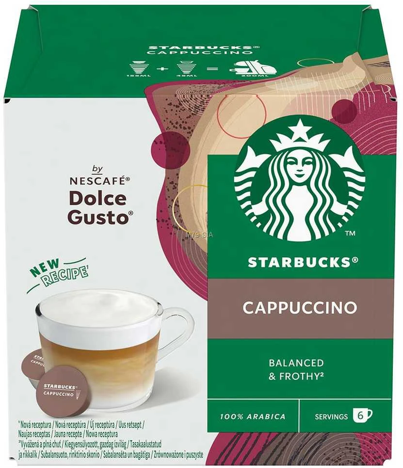 Kavos kapsulės, suderinamos su NESCAFÉ® Dolce Gusto® Starbucks Cappuccino, 6 + 6 vnt.